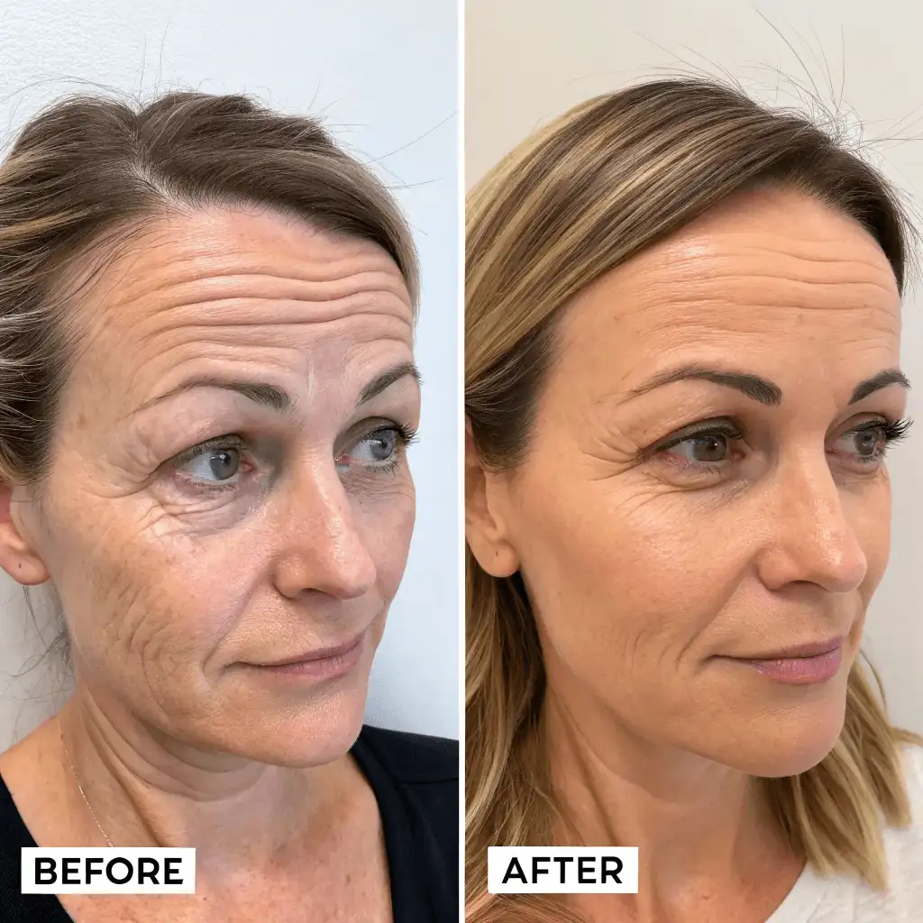 Forehead lines before and after Botox treatment - smooth Best Botox Place
Near You