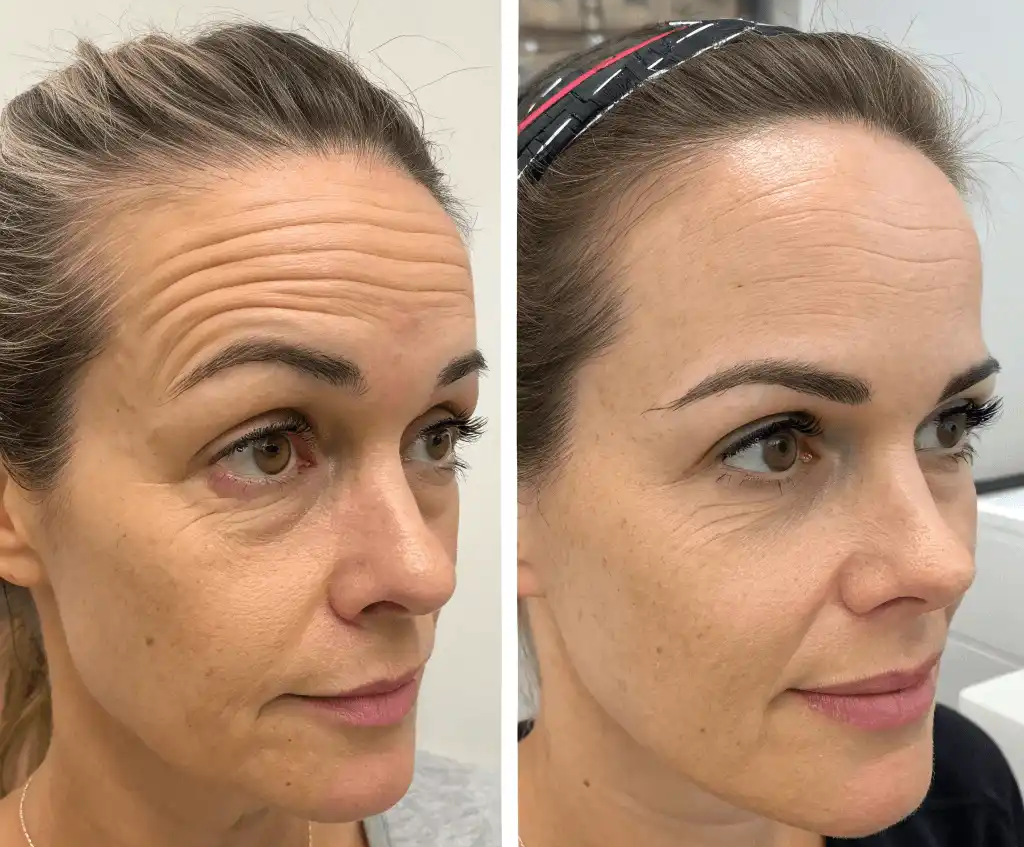 Forehead lines before and after Botox treatment - smooth Best Botox Place
Near You