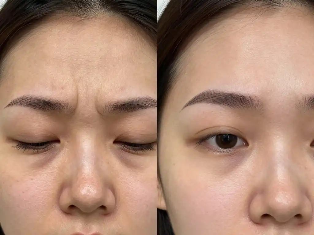Forehead lines before and after BBest Botox Place
Near You after 2 weeks