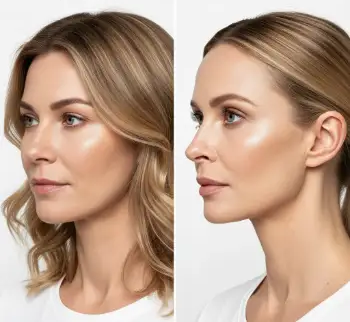 Jawline filler results Los Angeles - defined jaw and sharper profile, still looks natural